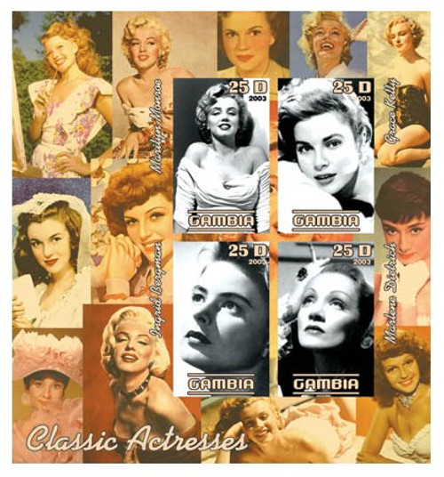 Classic Actresses on Stamps - 4 Stamp Mint Sheet - MNH - 9702