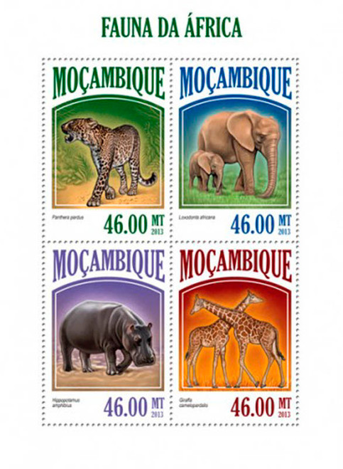 Mozambique 2013 Animals of Africa Mint 4 Stamp Sheet 13A-1362