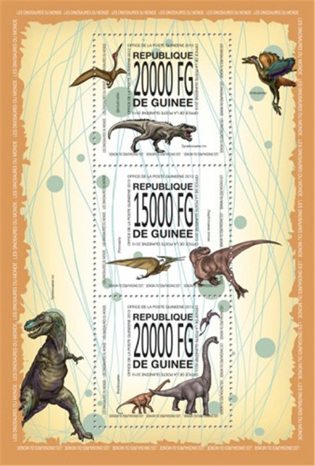 Guinea - 2013 Dinosaurs of the World - 3 Stamp Sheet - 7B-2259