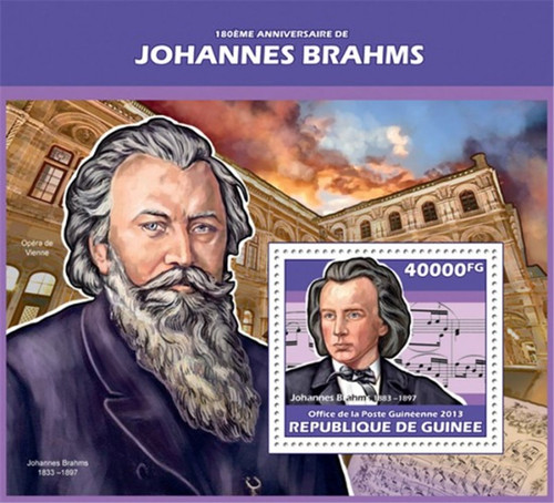 Guinea - 2013 Johannes Brahms 180th Anniversary-Souvenir Sheet-7B-2305
