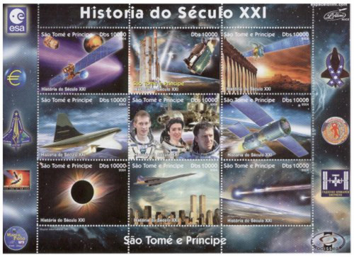St Thomas & Prince - 2004 - History of Space - 9 Stamp Sheet - MSTP5
