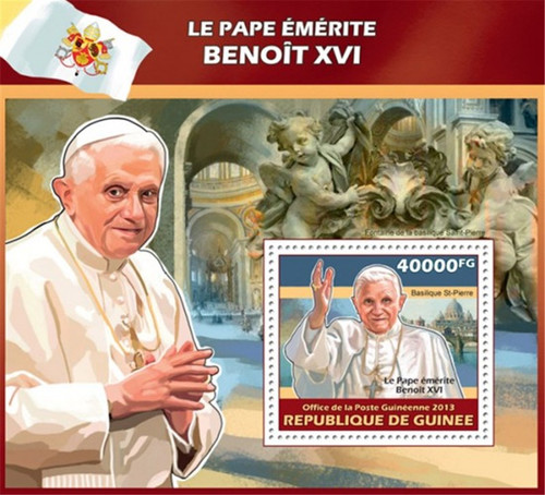 Guinea - 2013 Pope Emeritus Benedict XVI - Souvenir Sheet - 7B-2317