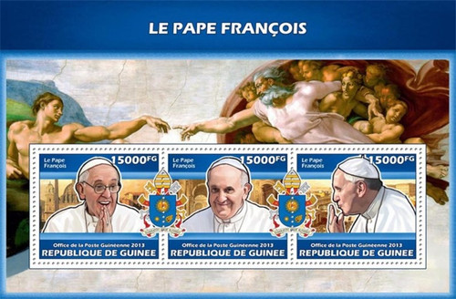 Guinea - 2013 Pope Francis - 3 Stamp Sheet - 7B-2318
