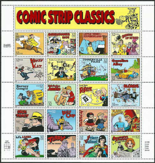 US Stamp - 1995 Comic Strip Classics - 20 Stamp Sheet #3000