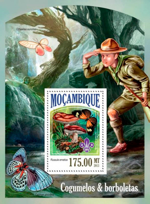 Mozambique 2013  Mushrooms and Butterflies Stamp Souvenir Sheet 13A-1417
