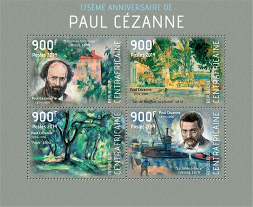 Central Africa - 2014 Cezanne 175th Anniversary-4 Stamp Sheet-3H-633