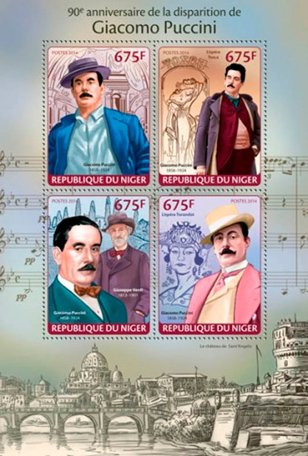Niger 2014 Italian Composer Giacomo Puccini Mint 4 Stamp Sheet 14A-377