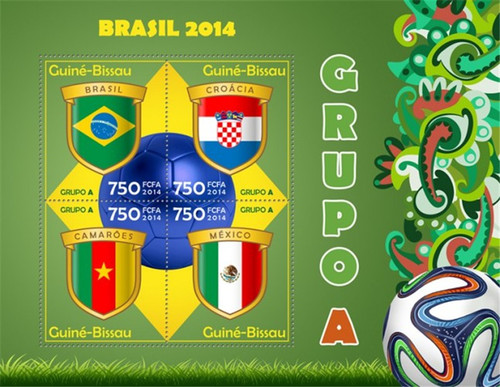 Guinea-Bissau - 2014 Brazil Football Group A - 4 Stamp Sheet-GB14301a