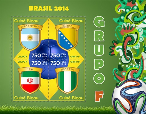 Guinea-Bissau - 2014 Brazil Football Group F - 4 Stamp Sheet-GB14306a