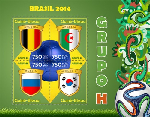 Guinea-Bissau - 2014 Brazil Football Group H - 4 Stamp Sheet-GB14308a