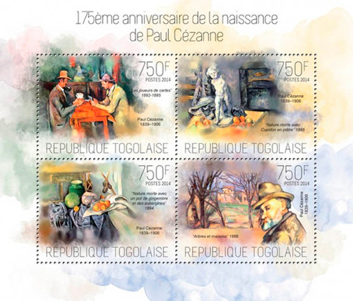 Togo 2014 French Modern Artist Paul Cézanne MNH 4 Stamp Sheet 20H-913