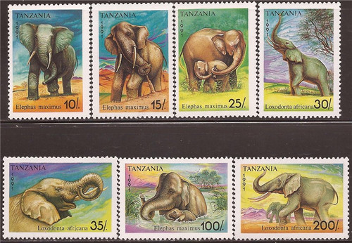 Tanzania - 1991 Elephants - 8 Stamp Mint Set - 20E-067 Scott #792-8