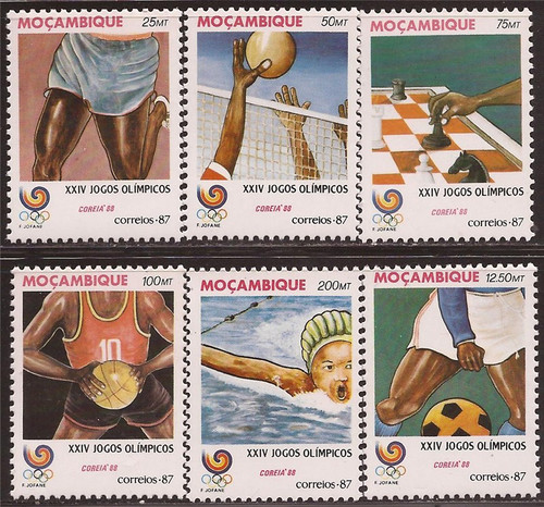 Mozambique - 1987 Seoul Summer Olympics - 6 Stamp Set 13A-1484 #1024-9