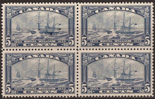 Canada - 1933 Royal William Tall Ship - Block of 4 Stamps #204