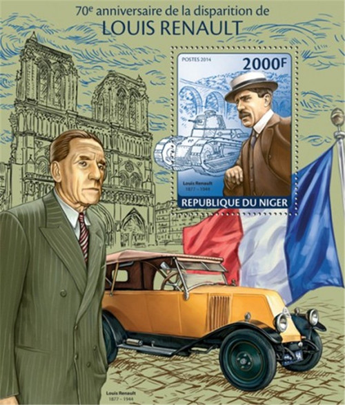 Niger - 2014 Louis Renault 70th Anniversary - Souvenir Sheet - 14A-394