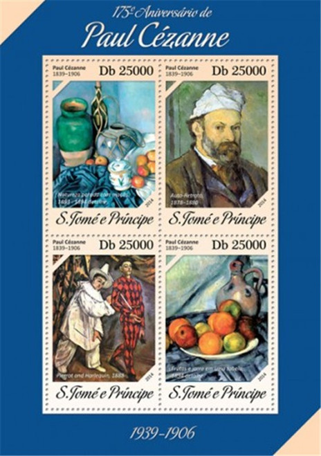 St Thomas - 2014 Cezanne 175th Anniversary - 4 Stamp Sheet - ST14215a