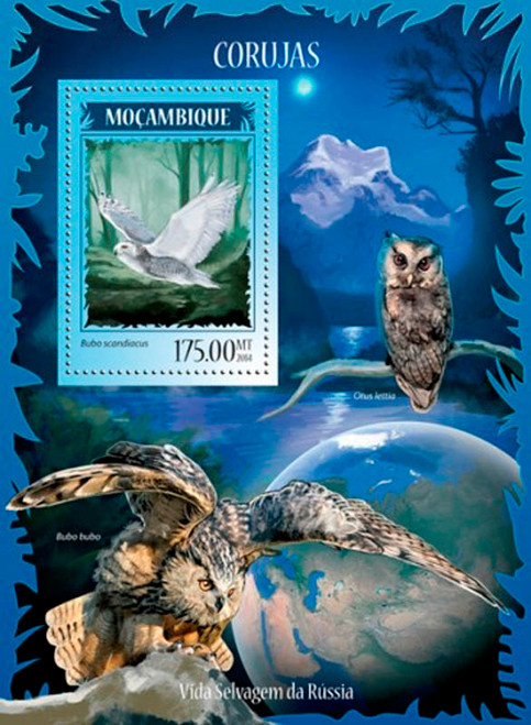 Mozambique 2014 Fauna of Russia - Owls Stamp Mint S/S 13A-1516