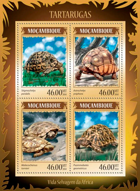 Mozambique 2014 African Reptiles-Turtles Mint 4 Stamp Sheet 13A-1523