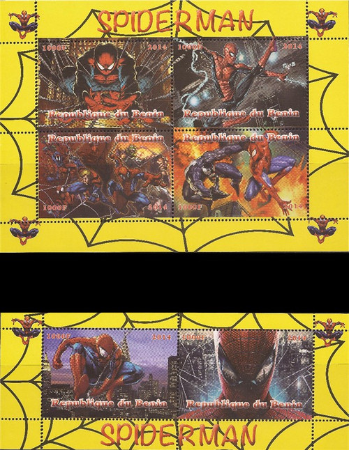 Benin - 2014 Spider-Man Comic Book - 4 Stamp Sheet + 2 S/S - 2B-221