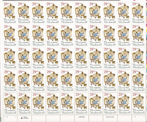 US Stamp - 1994 Norman Rockwell - 50 Stamp Sheet - F/VF MNH #2839