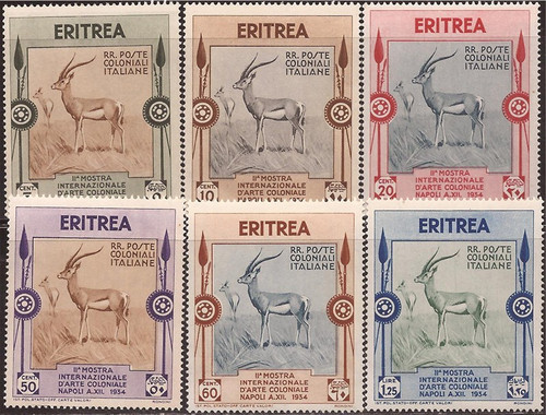 Eritrea - 1934 Colonial Arts Set of 6 Stamps - F/VF MH Scott #175-80