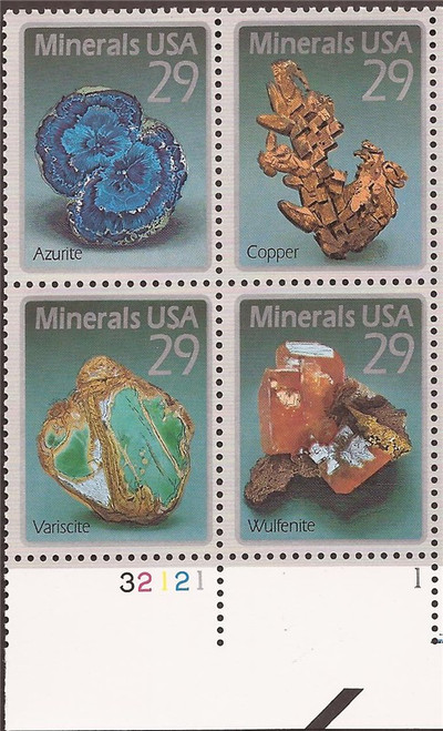 US Stamp 1992 Minerals - Plate Block of 4 Stamps
