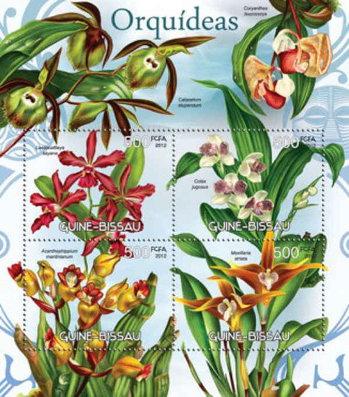 Guinea-Bissau - 2012 Flowers & Orchids - 4 Stamp Sheet - GB12515a