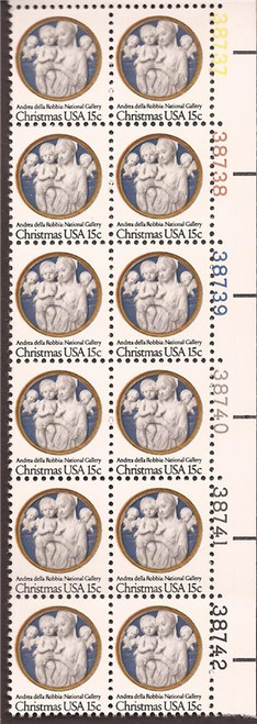US Stamp 1978 Christmas Madonna & Child - Plate Block of 12 Stamps