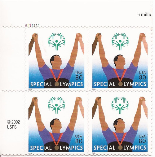 US Stamp - 2003 Special Olympics - Plate Block of 4 Stamps #3771