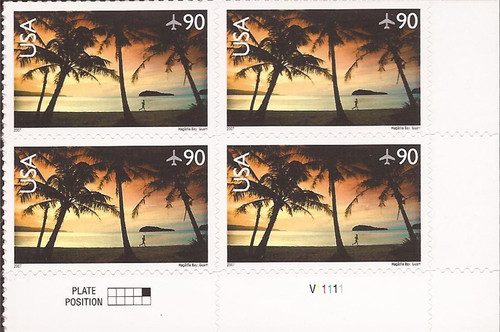 US Stamp - 2007 Hagatna Bay, Guam 90c Air - 4 Stamp Plate Block #C143