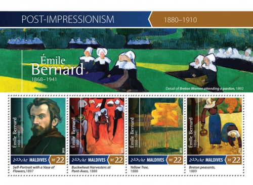 Maldives - 2015 Artist Emile Bernard - 4 Stamp Sheet - 13E-277