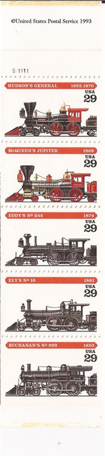US Stamp - 1994 Steam Locomotives - Booklet Pane of 20 Stamps #BK216