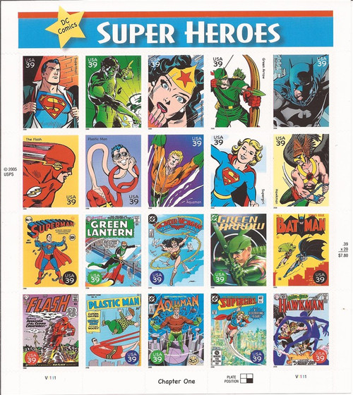 US Stamp - 2006 DC Comics Super Heroes - 20 Stamp Sheet - Scott #4084