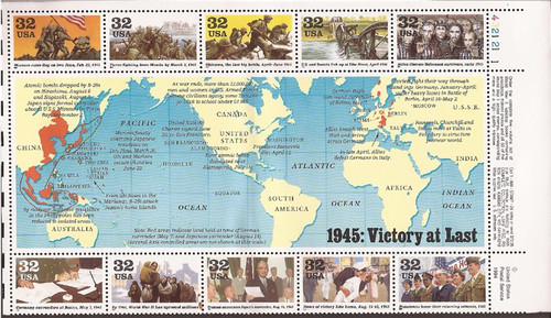 US Stamp 1995 WW II Victory at Last - Block of 10 Stamps - Scott #2981