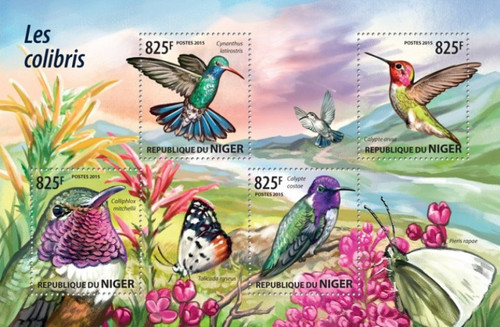 Niger - 2015 Hummingbirds - 4 Stamp Sheet - 14A-582