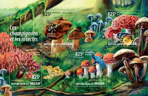 Niger - 2015 Mushrooms & Insects - 4 Stamp Sheet - 14A-586