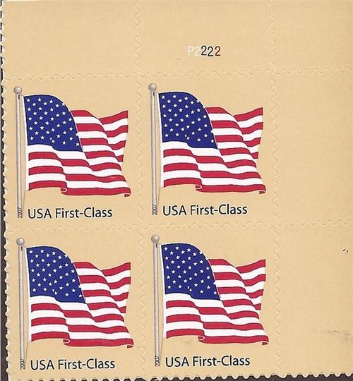 US Stamp - 2007 41c American Flag - Plate Block of 4 Stamps #4130