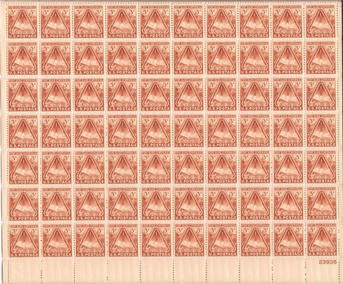 US Stamp - 1948 Fort Bliss - 70 Stamp Sheet - Scott #976