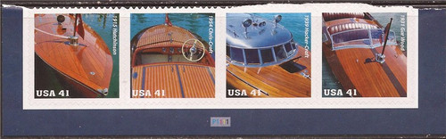US Stamp - 2007 Vintage Mahogany Speedboats - Strip of 4 Stamps #4160-3 