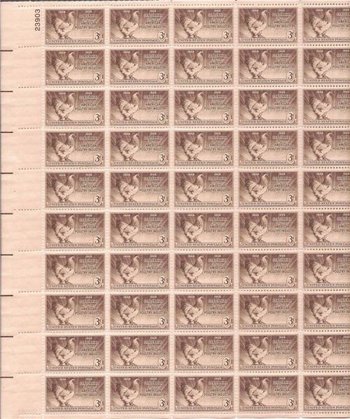 US Stamp - 1948 Poultry Industry - 50 Stamp Sheet - F/VF MNH #968