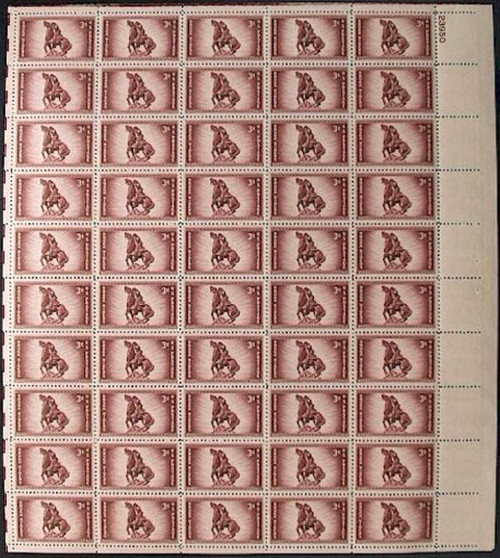 US Stamp - 1948 Rough Riders - 50 Stamp Sheet - F/VF MNH #973