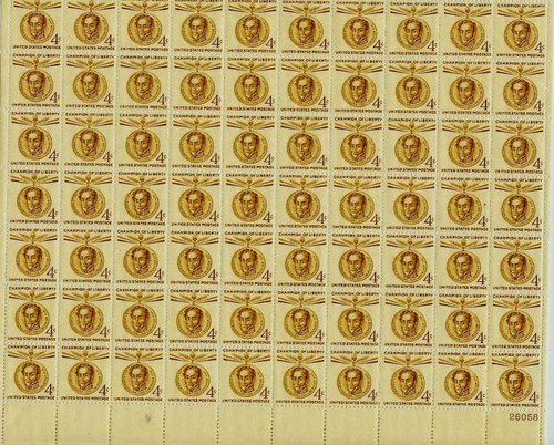 US Stamp - 1958 Simon Bolivar - 70 Stamp Sheet - Scott #1110