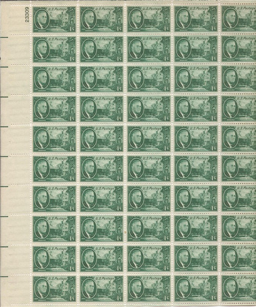 US Stamp - 1945 Franklin Roosevelt & Hyde Park - 50 Stamp Sheet #930