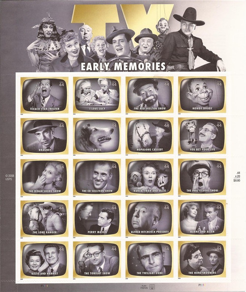 US Stamp - 2009 Early Television Shows - 20 Stamp Sheet - Scott #4414
