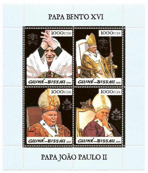 Guinea-Bissau - Two Popes Gold Foil Stamps 5p04ag