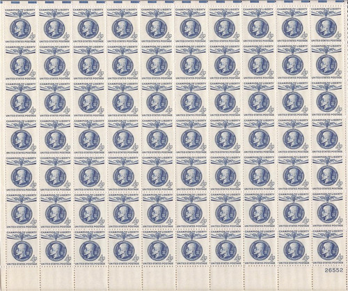 US Stamp - 1960 4c Thomas Masaryk - 70 Stamp Sheet - Scott #1147