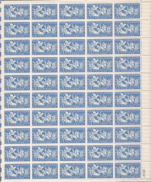 US Stamp - 1958 Fort Duquesne - 50 Stamp Sheet - F/VF MNH Scott #1123