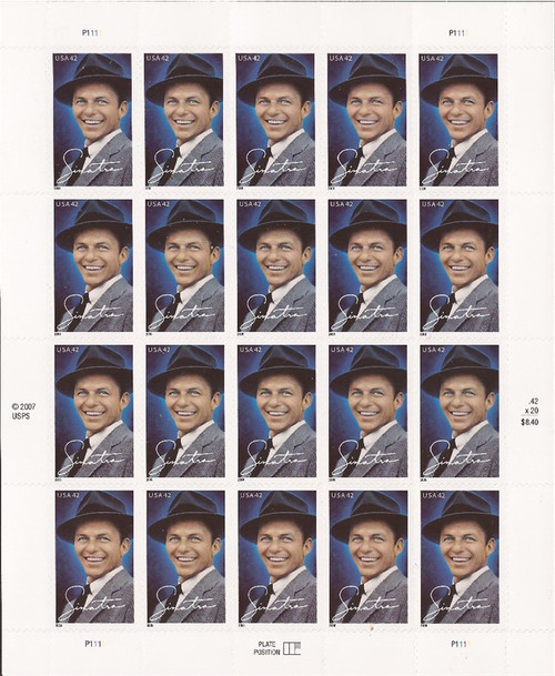 US Stamp - 2008 Frank Sinatra - 20 Stamp Sheet - Scott #4265