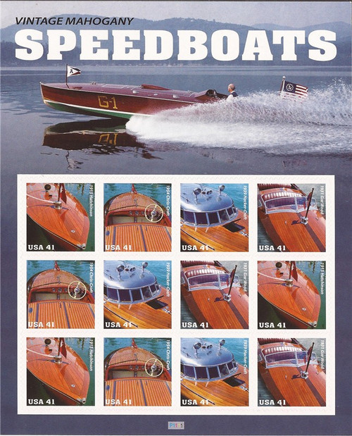 US Stamp - 2007 Vintage Speedboats - 12 Stamp Sheet - Scott #4160-3