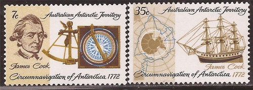 Australian Antarctic - 1972 Cook Circumnavigation - 2 Stamp Set #L21-2